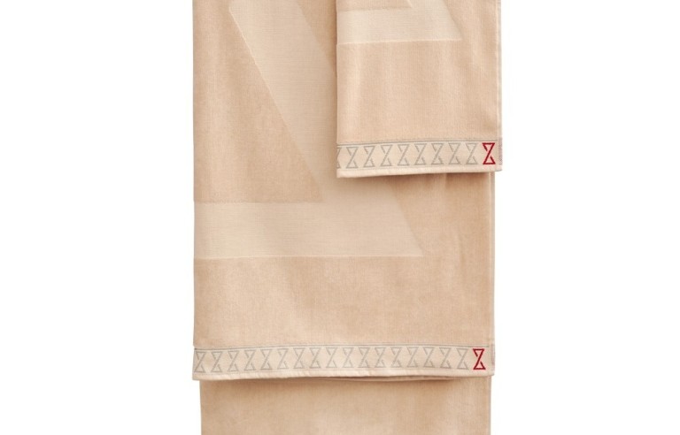 Ekrü prémium nyírt törölköző, 90*150 cm